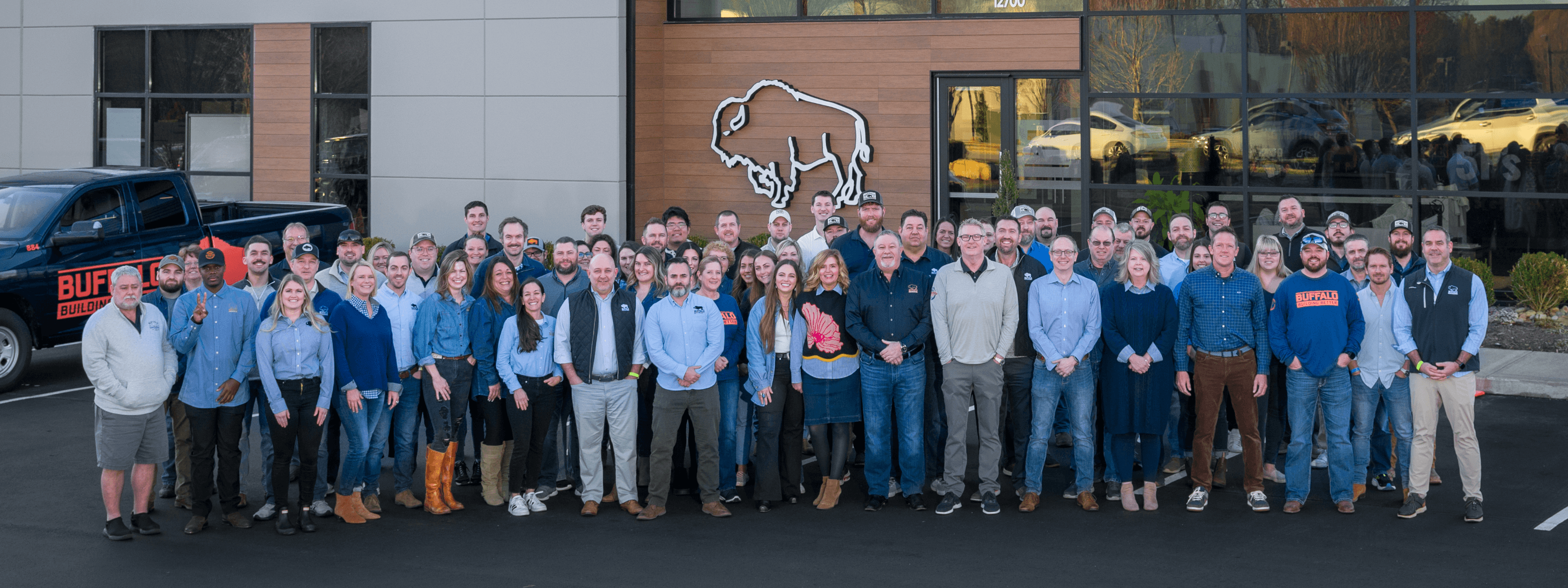 Buffalo team outside their office