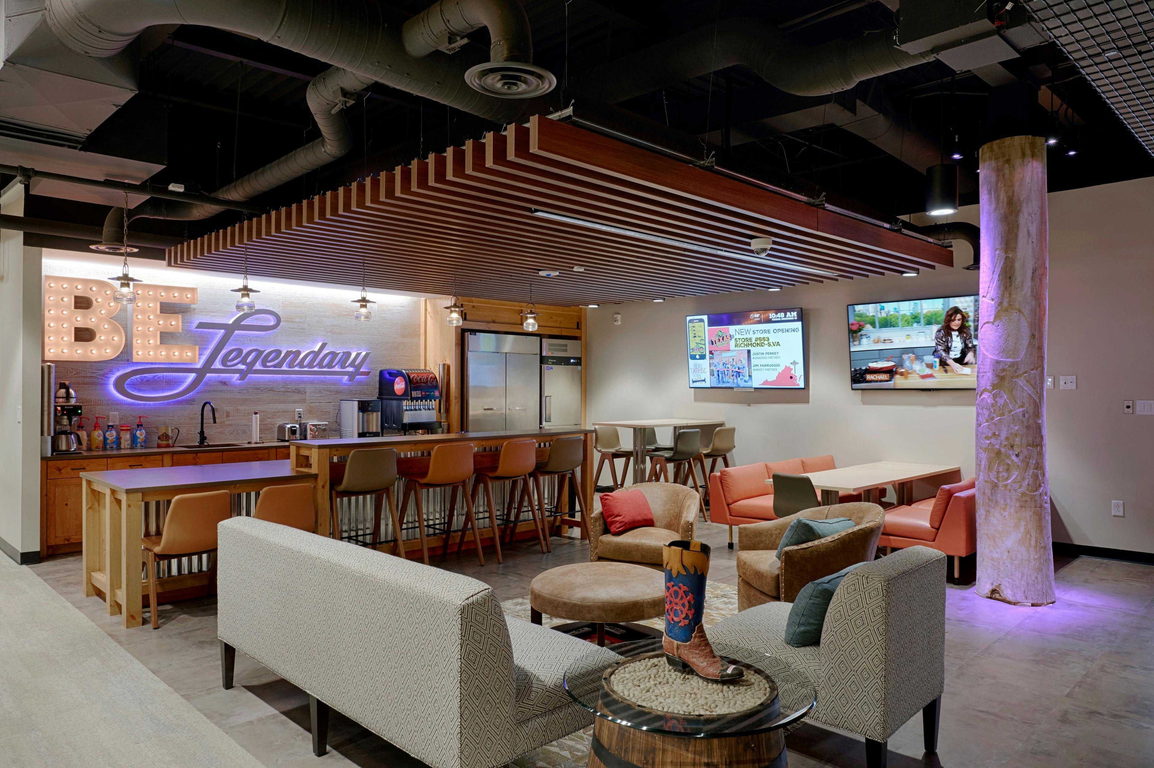 Lounge area in the Texas Roadhouse Support Center